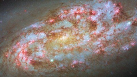 Hubble Captures a Stormy Spiral Galaxy in Starburst Overdrive