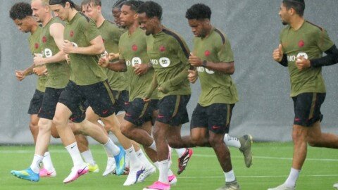 Question of injured Alphonso Davies’s participation in World Cup a cloud over Canada’s training camp