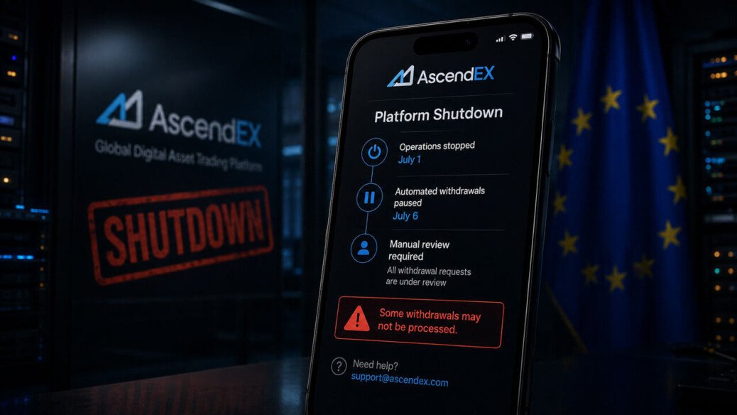 AscendEX shuts down after MiCA miss and warns some withdrawals may not be processed