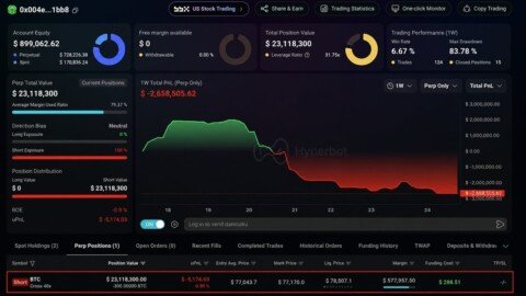 Bitcoin Trader Down $4.56M Opens New $23M Short on 300 BTC